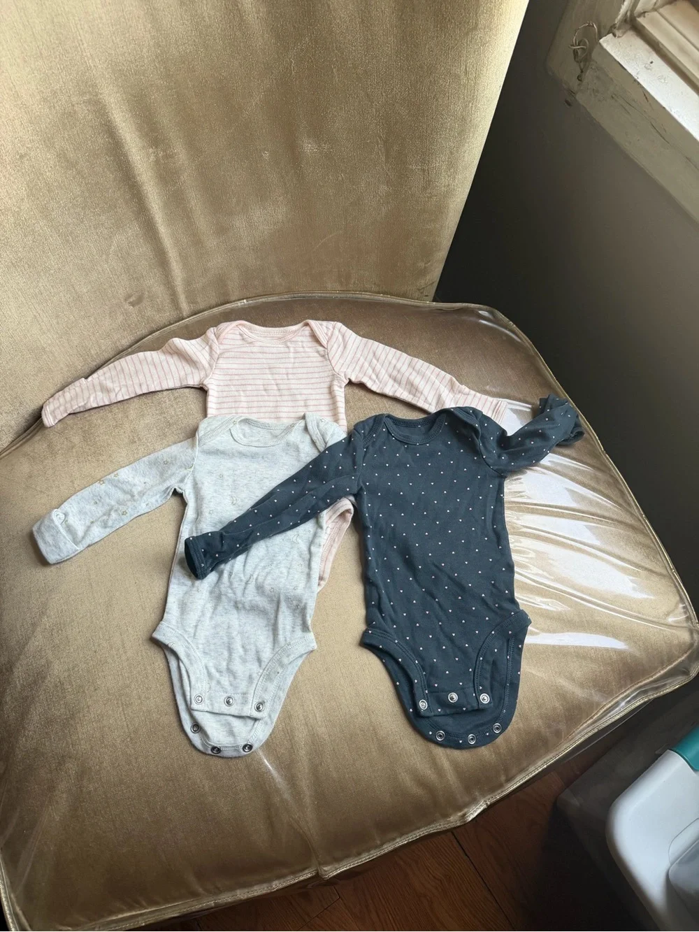 Carter's 3-Pack Long Sleeve Bodysuits - Light Pink, Light Gray, Navy